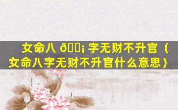 女命八 🐡 字无财不升官（女命八字无财不升官什么意思）